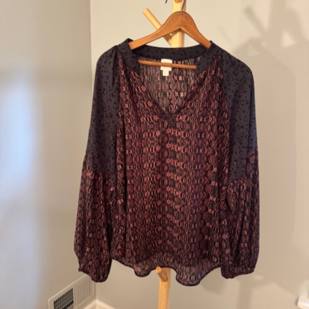 Roan + Ryan Print Blouse, Size L